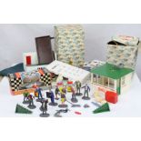 Two boxed Scalextric trackside accessories to include 1 A/201 Event Board and Hut & A/202 Racing