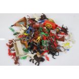 Collection of vintage plastic Wild West figures and accessories to include Crescent and Herald