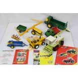 Seven Britains diecast and plastic farming models, play worn, plus brochures