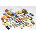 Quantity of mid 20th play worn diecast models to include Dinky, Matchbox Lesney, Corgi etc