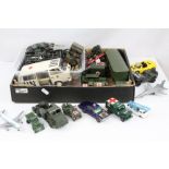 Quantity of loose play worn diecast models to include Military, aviation & cars, featuring Gate,
