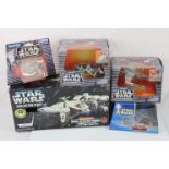 Star Wars - Six boxed/carded Star Wars figures & vehicle set to include 4 x Galoob Micromachines