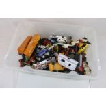 Large quantity of play worn diecast and plastic models to include Dinky, Corgi etc, 1960s onwards