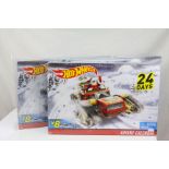 Three sealed Mattel Hot Wheels Advent Calendars each containing 8 x model cars