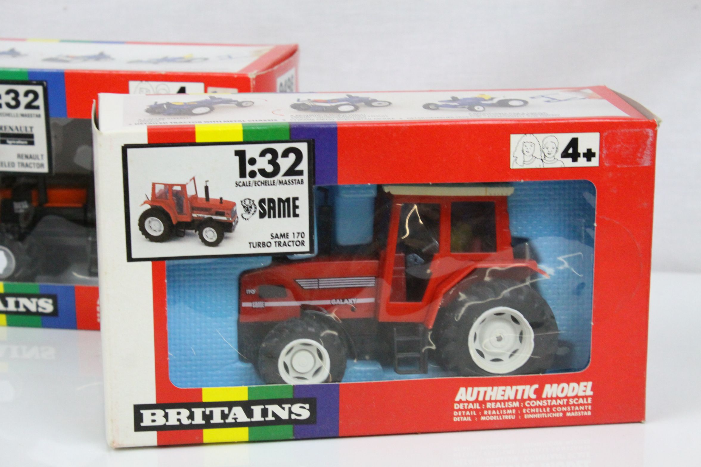 Eight boxed 1:32 Britains model tractors to include 9498 Renault TZ16 Double Rear Wheeled Tractor ( - Image 14 of 17