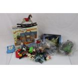 Group of toys to include boxed Vivid Imaginations Wallace & Gromit Playhouse, Playmobil figures,