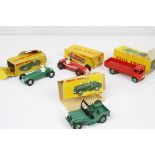 Four boxed Dinky diecast models to include 420 Forward Control Lorry in red with green hubs, 405