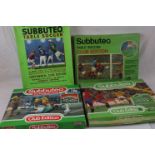 Four 1970s/80s boxed Subbuteo starter sets, all play worn with some damage