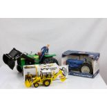 Boxed NZG JCB 3CX Excavator Loader diecast model (small crack to one window otherwise vg) plus a