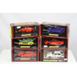 Six boxed Scalextric slot cars to include C457 Ferrari F1, C392 BP Metro, C349 Audi Quattro (split