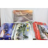 Four boxed Airfix aviation model kits to include 1:72 A12050 BAe Nimrod, 3 x 1:24 featuring 18002