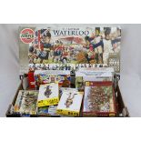 Boxed Airfix 1/72 Battle of Waterloo set (part painted) and 11 boxed plastic military figure sets to