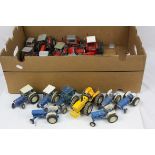 22 Playworn diecast and plastic tractor models to include Britains featuring Massey Ferguson, Ford