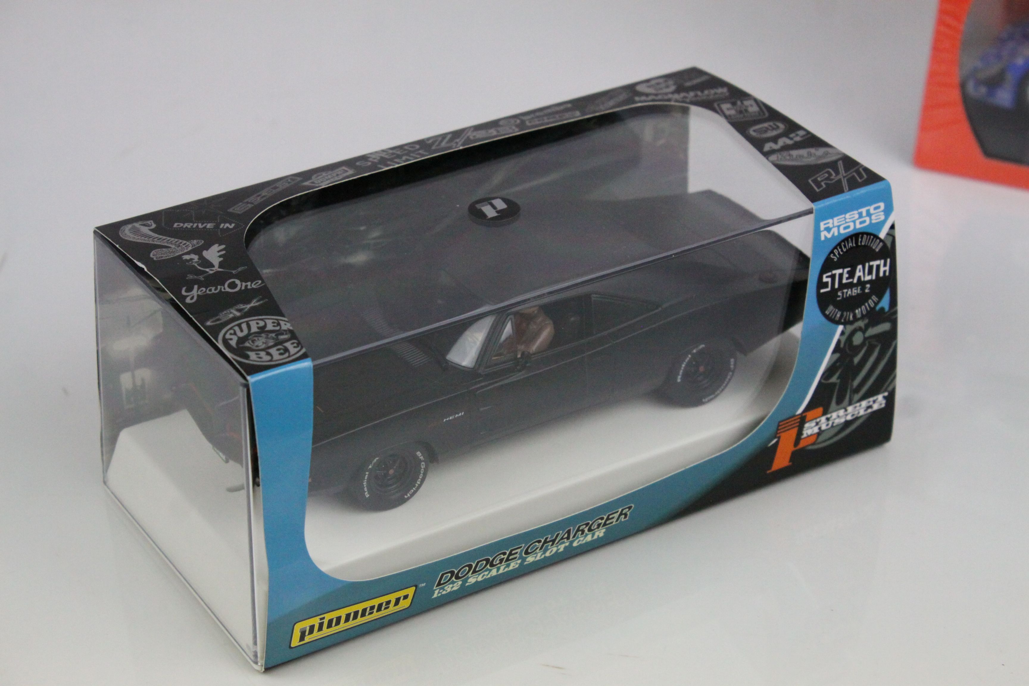 Four cased slot cars to include Special Edn Pioneer Street Muscles Dodge Charger, Revell Jaguar E- - Image 21 of 36