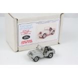 Boxed 1:48 white metal Transport of Delight Land Rover Centre Steer, appearing complete, vg