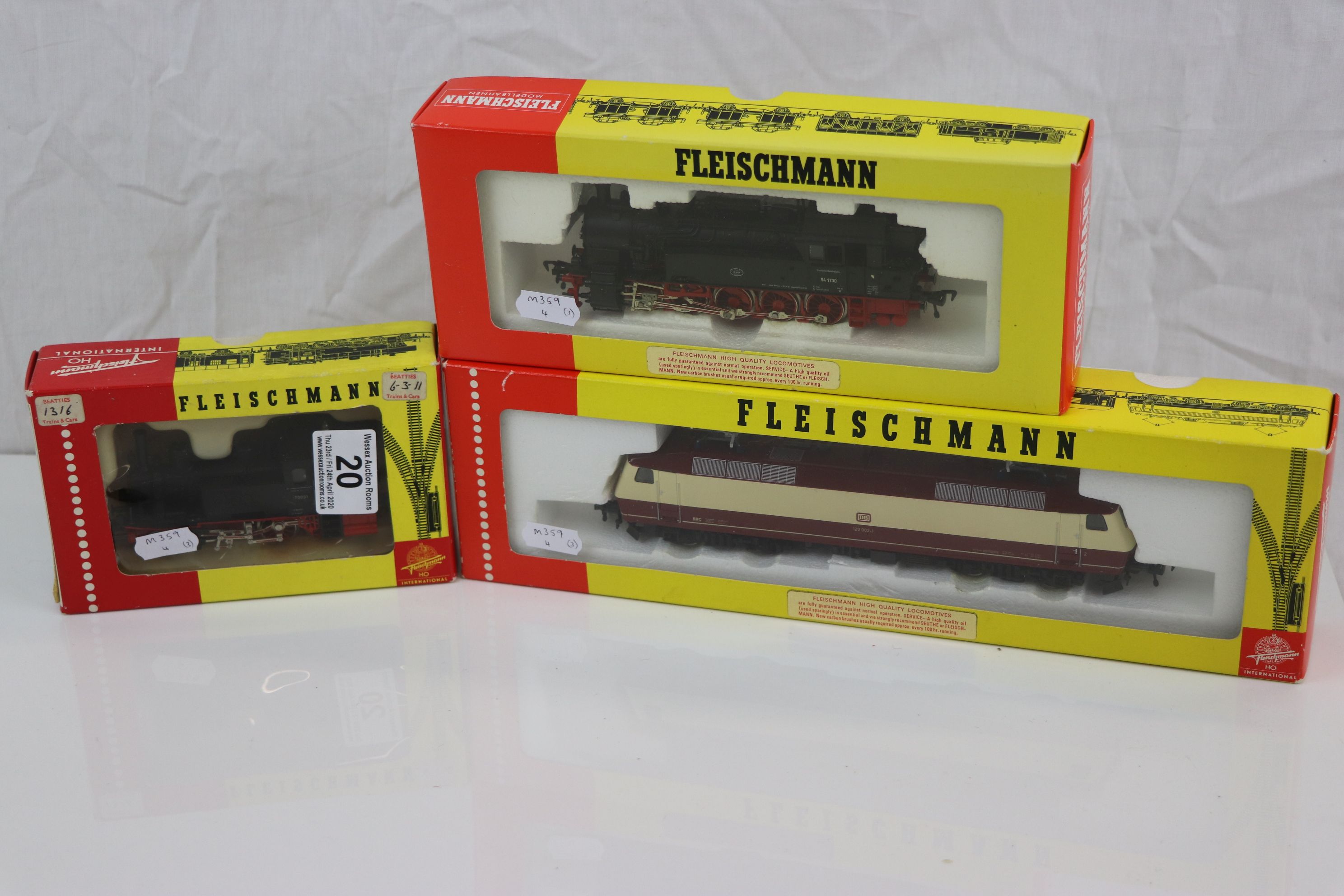 Three boxed Fleischmann Ho scale locomotives to include 4350, 4094 & 1316