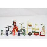 Group of mid 20th C diecast model railway and roadside accessories featuring Waterloo Station