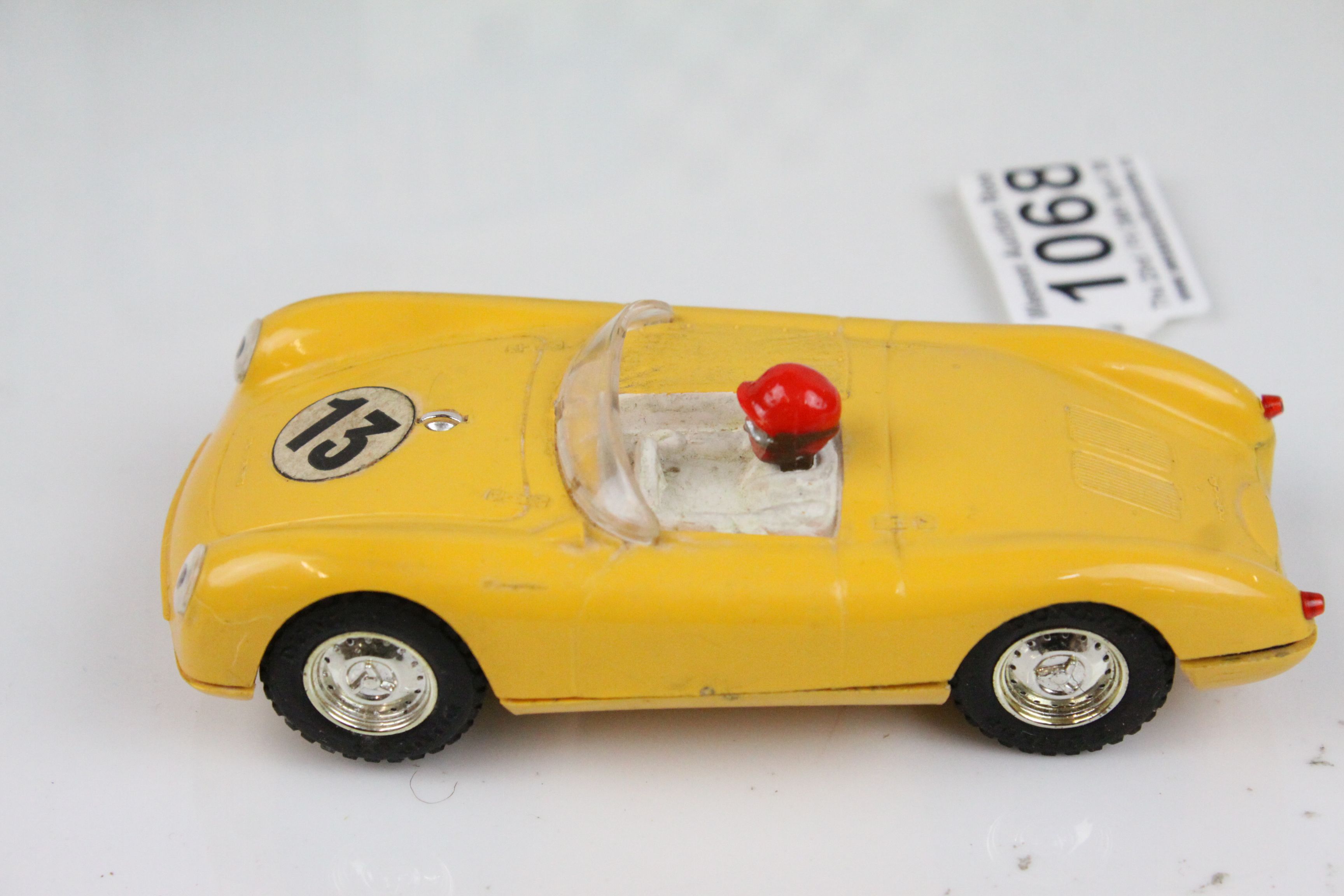 Boxed Triang Scalextric MM C61 Porsche slot car in yellow, driver with red helmet, race number 13, - Image 2 of 11