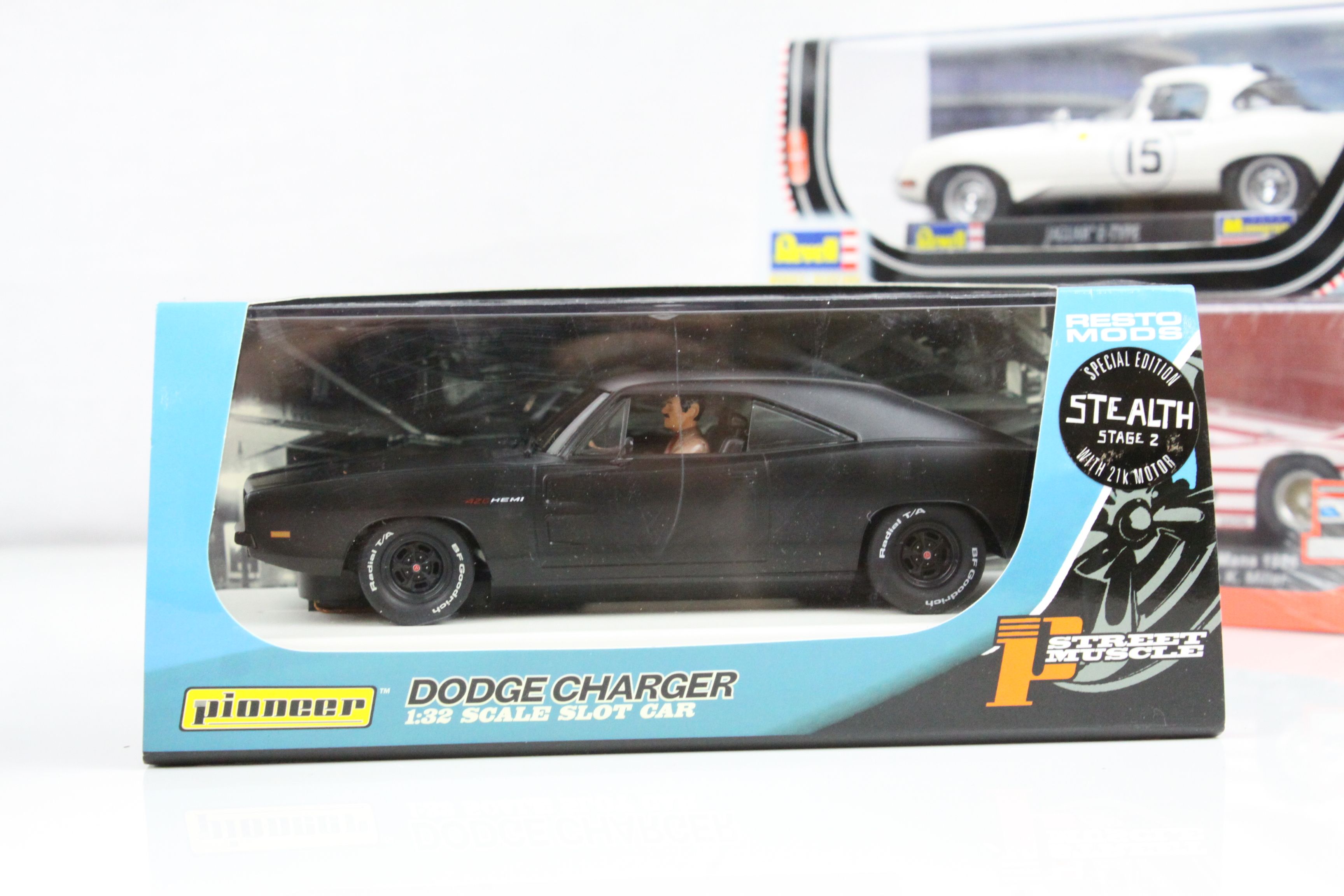 Four cased slot cars to include Special Edn Pioneer Street Muscles Dodge Charger, Revell Jaguar E- - Image 3 of 36