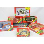Seven boxed 1:32 Britains farming models to include 9531 Vicon Grass Mower, 9536 Twose, 9554 9