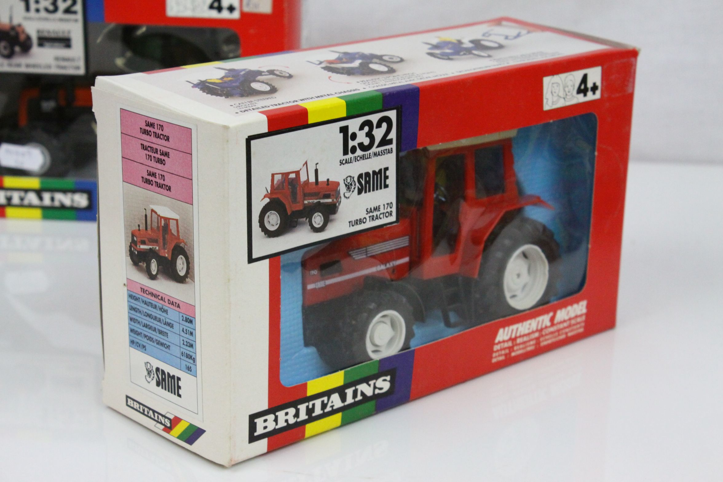Eight boxed 1:32 Britains model tractors to include 9498 Renault TZ16 Double Rear Wheeled Tractor ( - Image 15 of 17
