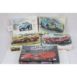Five boxed 1/24 plastic model kits to include 4 x Heller (L735 Alpine 210, L744 Porsche 917 K,