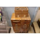 Large quantity of vintage Meccano in two 8 drawer standing cabinets plus another wooden unit (3)