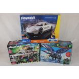 Three boxed TV related Playmobil sets, all built, to include 70078 Playmobil Movie RC ModEl