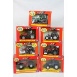 Seven boxed Britains 1:32 Authentic Farm Models tractors to include 40511 Massey Ferguson 6290,