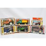 Six boxed Britains diecast models to include 9526 Deutz, Tractor, 9569 Unimog Tractor Lorry, 9528