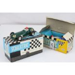 Two boxed Triang Scalextric slot cars to include C59 BRM in green and C63 Lotus RE in blue, both