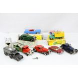 Collection of nine diecast / tin plate model vehicles to include Minic dark blue police car, Minic