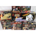 Star Wars - Eight boxed Hasbro Star Wars Episode 1 model vehicles & playsets to include Electronic