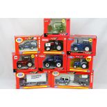 Nine boxed Britains 1:32 farming models to include 42490 International IH 956XL Tractor, 42301 New