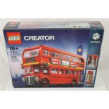 Lego - Boxed Lego Creator Expert 10258 London Bus set, previously built, bricks split into bags,