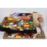 Large collection of vintage play worn diecast models to include many Matchbox Lesney, Corgi etc plus