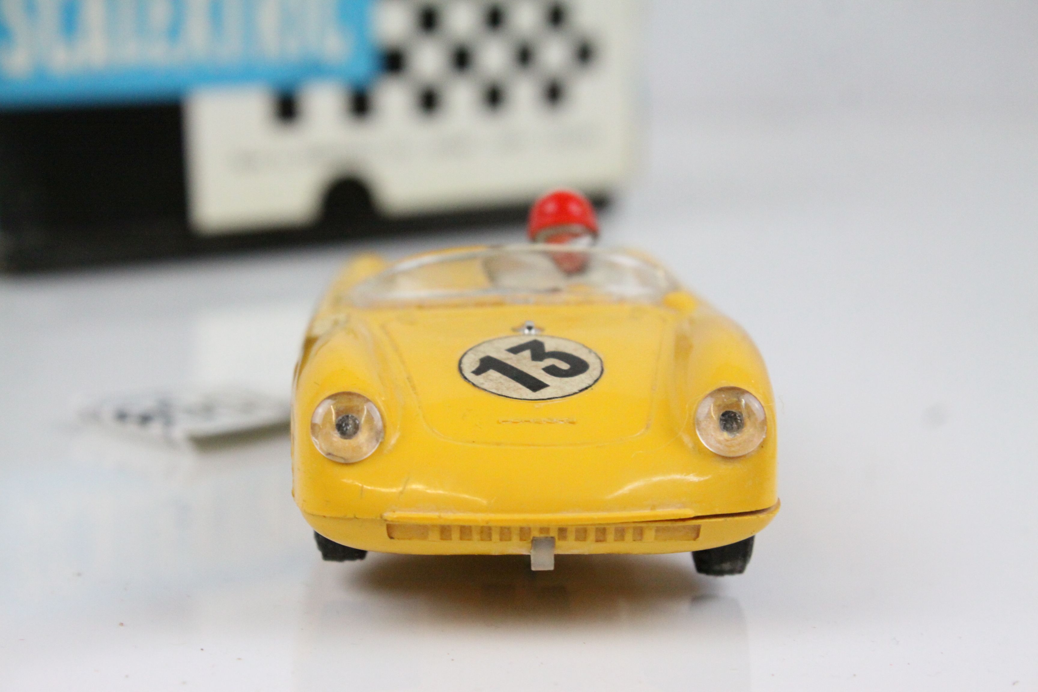 Boxed Triang Scalextric MM C61 Porsche slot car in yellow, driver with red helmet, race number 13, - Image 4 of 11