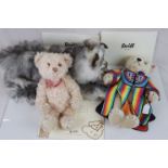 Three Steiff soft toys to include Lizzy Main Coon 2008 in grey & white with certificate, Joseph