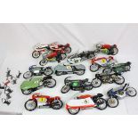 A collection of fifteen plastic kit built motorcycles to include Yamaha, BMW, MZ, Moto Guzzi and