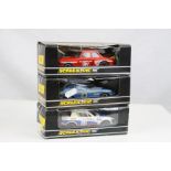 Three boxed Scalextric slot cars to include C128 BMW Turbo 320, C053 Datsun 260Z and C130 Triumph