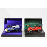 Two boxed SCX Vintage slot cars to include ltd edn 61180 Corvette Dragster Stingray and 60280