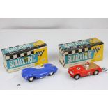 Two boxed Triang Scalextric slot cars to include C74 Austin Healey 3000 in red and C60 D Type Jaguar