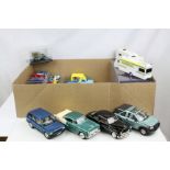 Quantity of plastic and diecast model vehicles plus a plastic display case