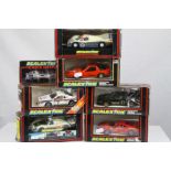 Six boxed Scalextric slot cars to include C436 Porsche 962, C347 BMW MI, C144 Martini Lancia with