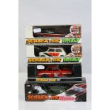 Four boxed Scalextric slot cars to include Rally x 2 (C110 Mini Clubman white & C117 3.0 Ford