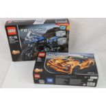 Two boxed Lego Technic sets to include 42093 Chevrolet Corvette ZR1 (sealed box) and 42063 BMW R