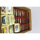 Over 50 boxed Mathcbox Models of Yesteryear diecast models featuring 35 x red boxes, 16 x cream