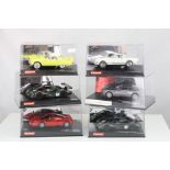 Six cased Carrera Evolution slot cars to include 25428 Ford Mustang GT350, Ford Thunderbird 56,