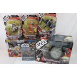Star Wars - Six boxed/carded Hasbro Transformers Crossovers Battle Droid Commander AAT, 5 x More