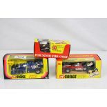 Three boxed Corgi diecast models to include Whizzwheels 153 TS 9B Team Surtees in Italian Finish,